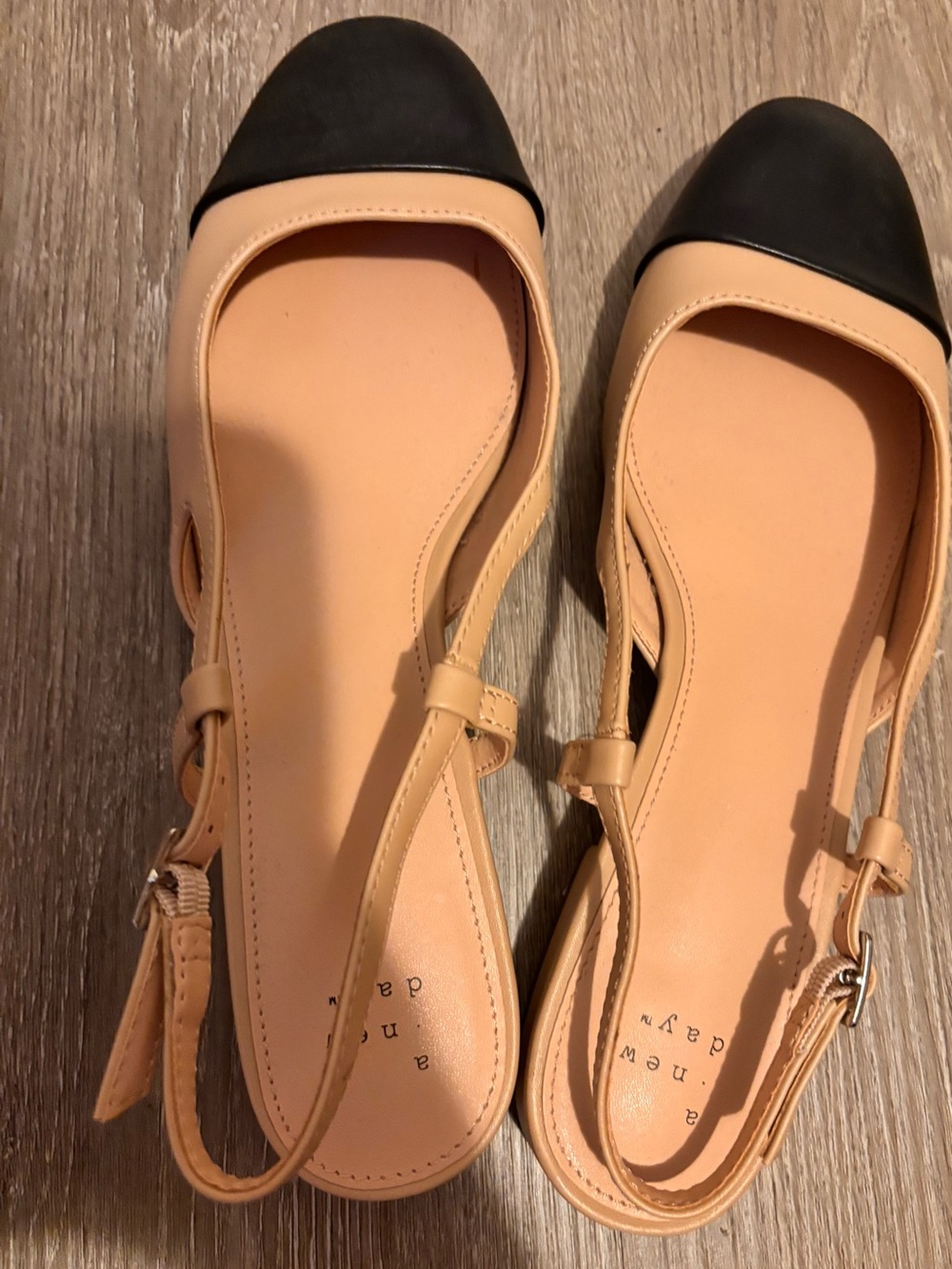 a new day Nude and Black Slingback Flats